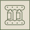 Cushioning materials of essential oil bottles packing icon